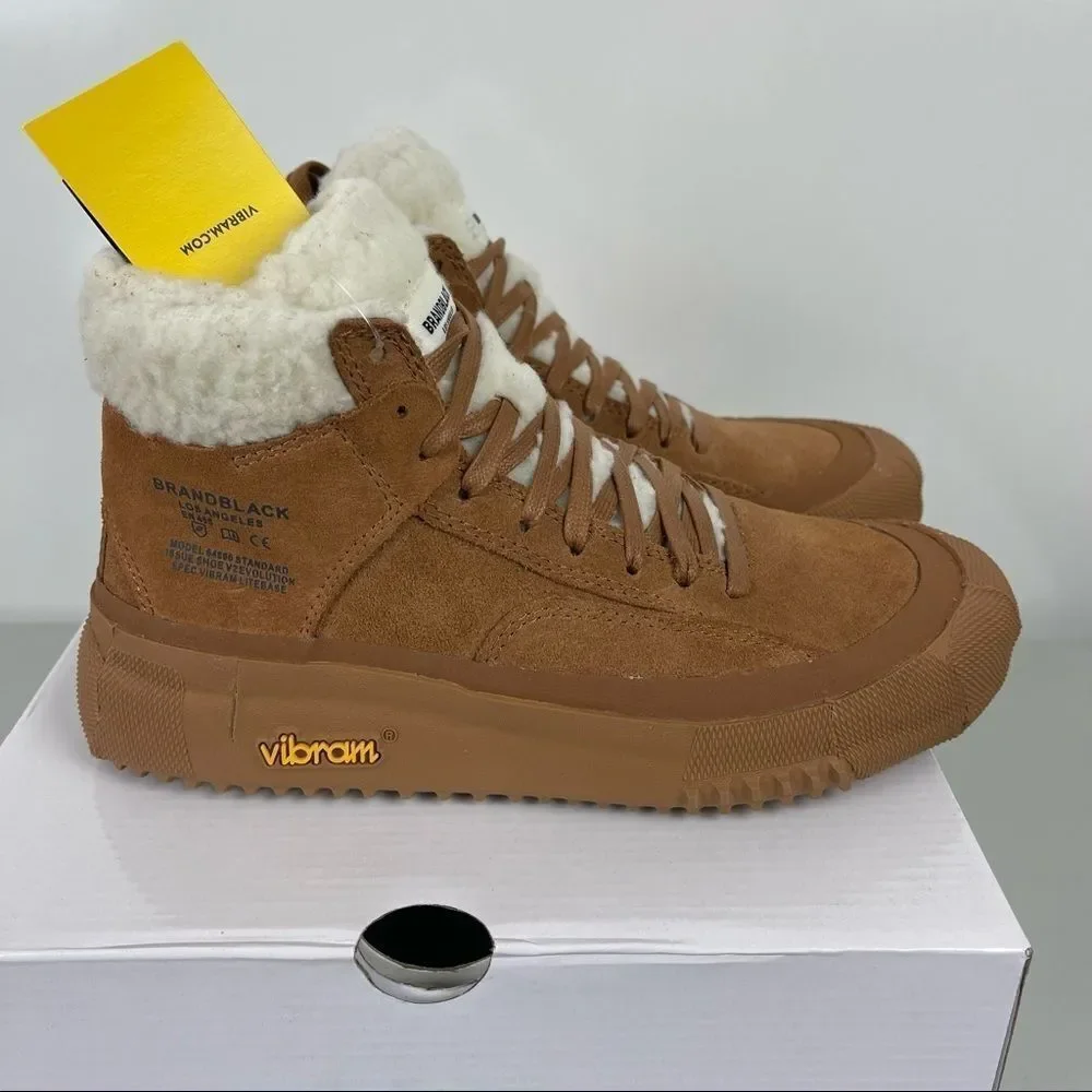 Brandblack Capo High Top Sneakers Suede Shearling Vibram Sole Women's 6.5 NWT